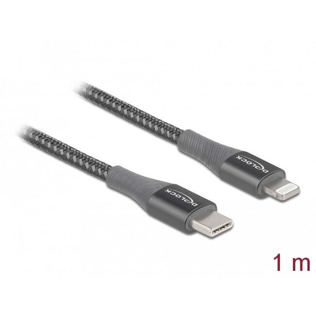 Delock Data and charging cable USB Type-C™ to Lightning™ for iPhone™, iPad™ and iPod™ grey 1 m MFi