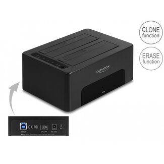 DeLOCK Delock USB Dual Docking Station for 2 x SATA HDD / SSD with Clone and Erase Function