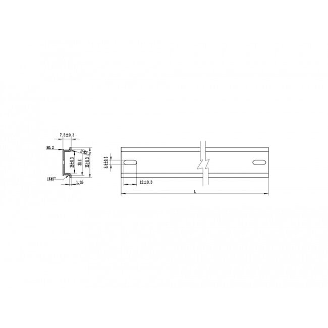 Delock DIN Rail 35 x 7.5 mm (25 cm) Aluminium