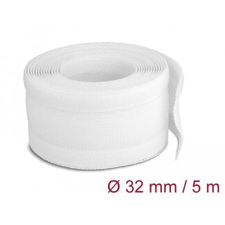 DeLOCK Delock Braided Sleeving with Hook-and-Loop Fastener 5 m x 32 mm white