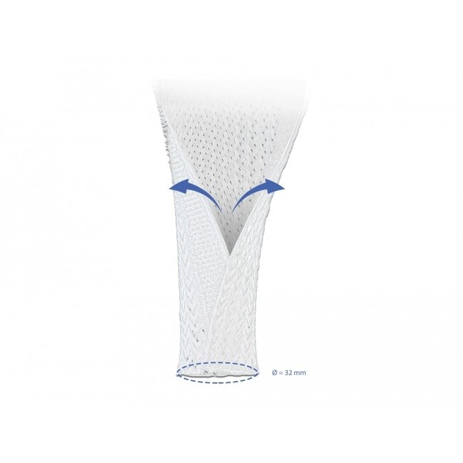 Delock Braided Sleeving with Hook-and-Loop Fastener 5 m x 32 mm white