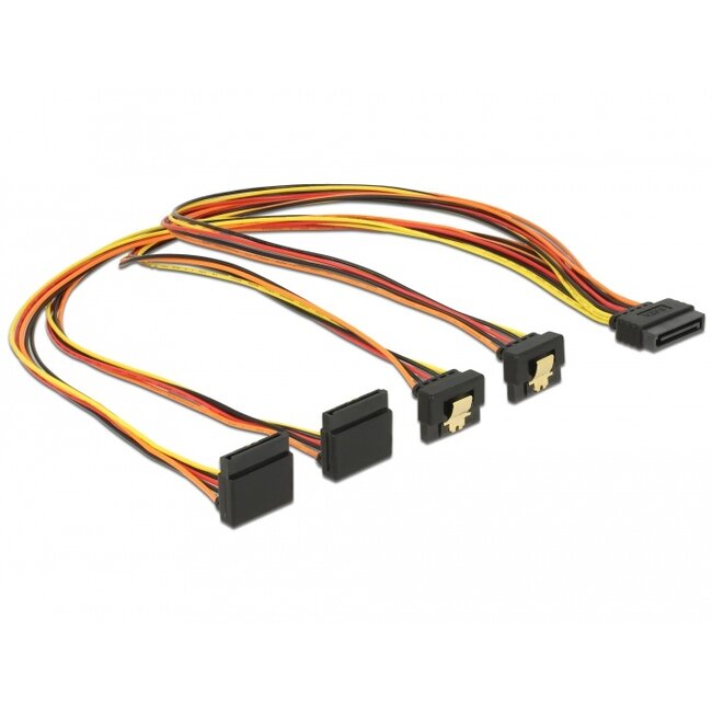 Delock Cable SATA 15 pin power plug with latching function > SATA 15 pin power receptacle 2 x down / 2 x up 50 cm