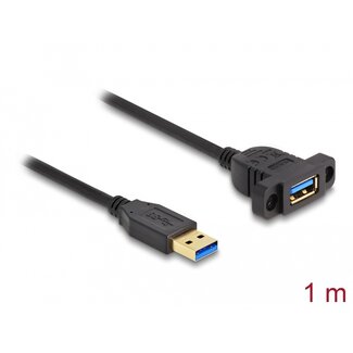 DeLOCK Delock SuperSpeed USB 5 Gbps (USB 3.2 Gen 1) Cable USB Type-A male to female 1 m panel-mount black