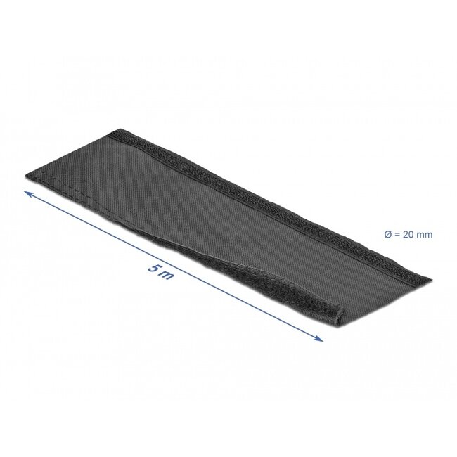 Delock Woven Sleeve with Hook-and-Loop Fastener heat-resistant 5 m x 20 mm black