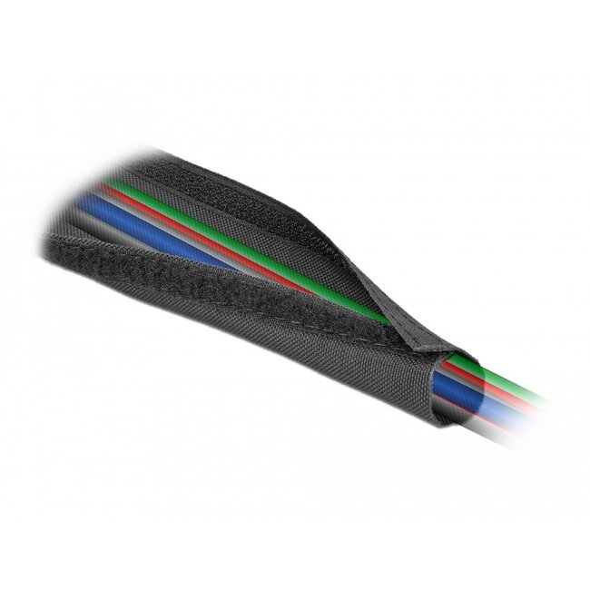 Delock Woven Sleeve with Hook-and-Loop Fastener heat-resistant 5 m x 20 mm black