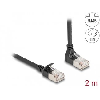 DeLOCK Delock RJ45 Network Cable Cat.6A S/FTP Slim 90° upwards angled / straight 2 m black