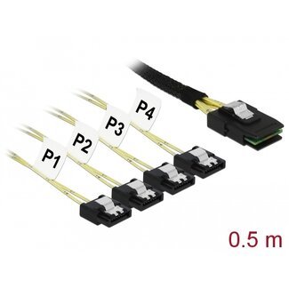 DeLOCK Delock Cable Mini SAS SFF-8087 > 4 x SATA 7 pin 0.5 m metal
