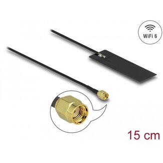 DeLOCK Delock WLAN WiFi 6 802.11 ac/ax/a/h/b/g/n Antenna RP-SMA plug 2 - 4 dBi 15 cm PCB internal self-adhesive