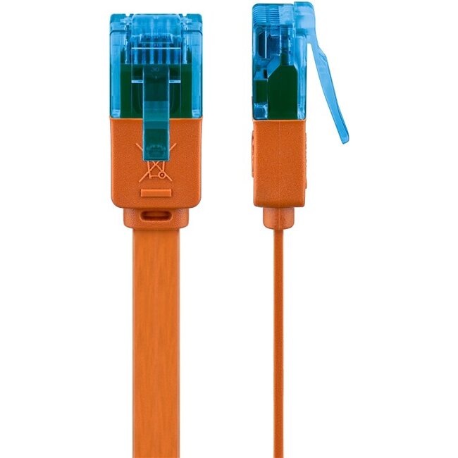 Goobay CAT 6A Flat Patch Cable U/UTP, orange 2 m