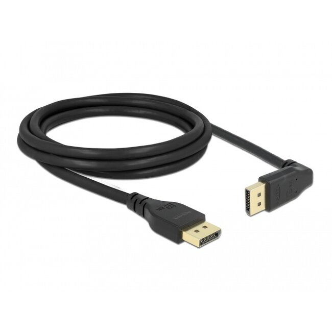 Delock DisplayPort cable male straight to male 90° upwards angled 8K 60 Hz 2 m without latch