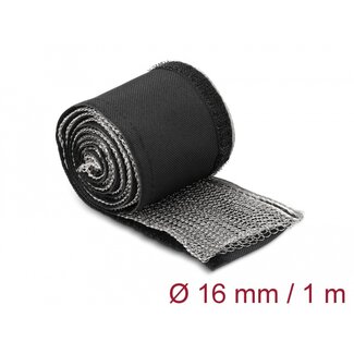 DeLOCK Delock EMI Shielding braided sleeve with hook-and-loop fastener heat resistant 1 m x 16 mm black