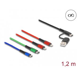 DeLOCK Delock USB Charging Cable 4 in 1 USB Type-A + USB-C™ to 2 x Lightning™ / Micro USB / USB Type-C™ 1.20 m