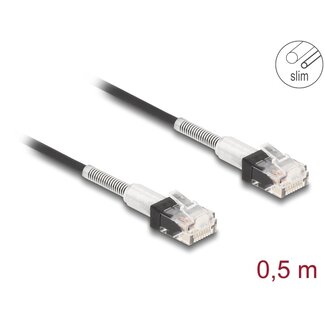 DeLOCK Delock RJ45 Network Cable with double bend protection Cat.6A UTP Slim 0.5 m black