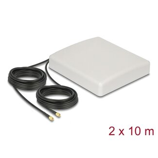 DeLOCK Delock LTE MIMO Antenna 2 x SMA Plug 8 dBi directional with connection cable RG-58 10 m white outdoor