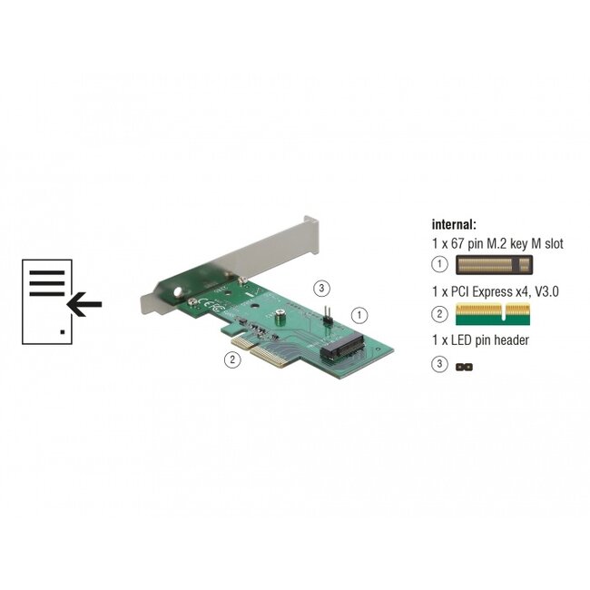 Delock PCI Express x4 Card > 1 x internal NVMe M.2 Key M 80 mm - Low Profile Form Factor