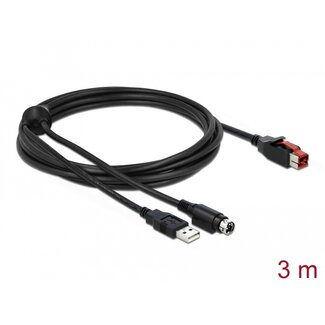 DeLOCK Delock PoweredUSB cable male 24 V to USB Type-A male + Mini-DIN 3 pin male 3 m for POS printers and terminals