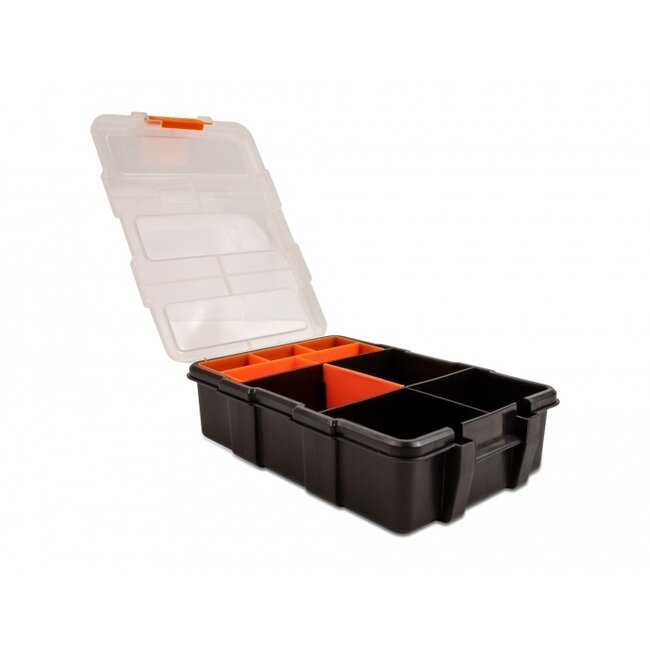 Delock Sorting box with 11 compartments 220 x 155 x 60 mm orange / black