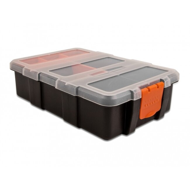Delock Sorting box with 11 compartments 220 x 155 x 60 mm orange / black