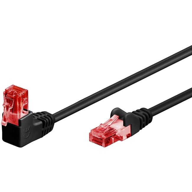 Goobay CAT 6 Patch Cable 1x 90° Angled, U/UTP, black 0.5 m