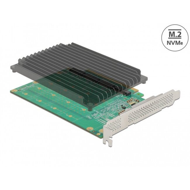 Delock PCI Express x16 Card to 4 x internal NVMe M.2 Key M with heat sink - Bifurcation