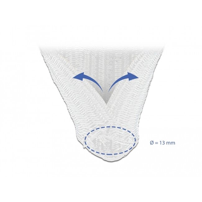 Delock Braided Sleeve self-closing 2 m x 13 mm white
