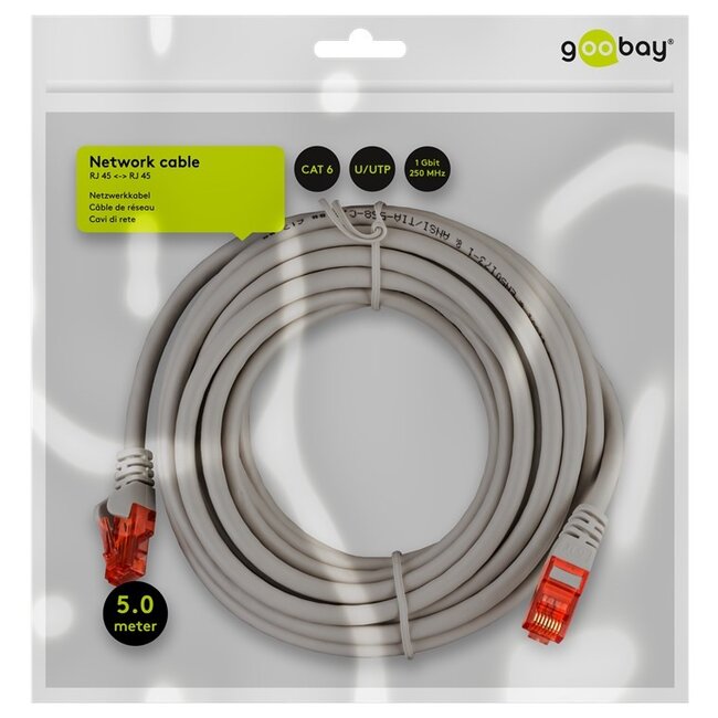 Goobay CAT 6 Patch Cable, U/UTP, grey 5 m