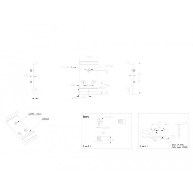 Delock Aluminium Mounting Clip for DIN Rail (3 mounting holes)