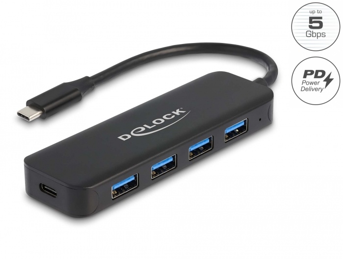DeLOCK USB Type-C? Hub 4 Port USB 3.2 Gen 1 with Power Delivery 85 Wat