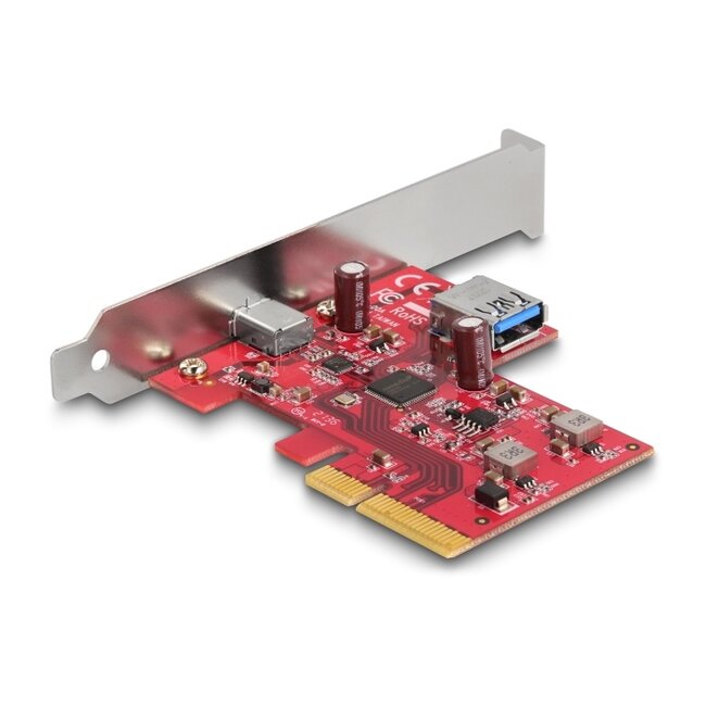 Delock PCI Express x4 Card to 1 x external USB 10 Gbps USB Type-C™ female + 1 x internal USB 10 Gbps Type-A female - Low Profile Form Factor