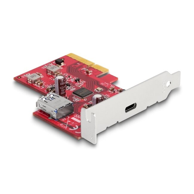 Delock PCI Express x4 Card to 1 x external USB 10 Gbps USB Type-C™ female + 1 x internal USB 10 Gbps Type-A female - Low Profile Form Factor