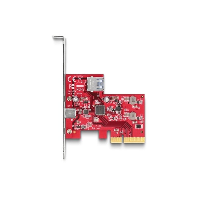 Delock PCI Express x4 Card to 1 x external USB 10 Gbps USB Type-C™ female + 1 x internal USB 10 Gbps Type-A female - Low Profile Form Factor