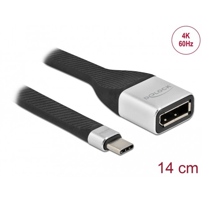 Delock FPC Flat Ribbon Cable USB Type-C™ to DisplayPort (DP Alt Mode) 4K 60 Hz 14 cm