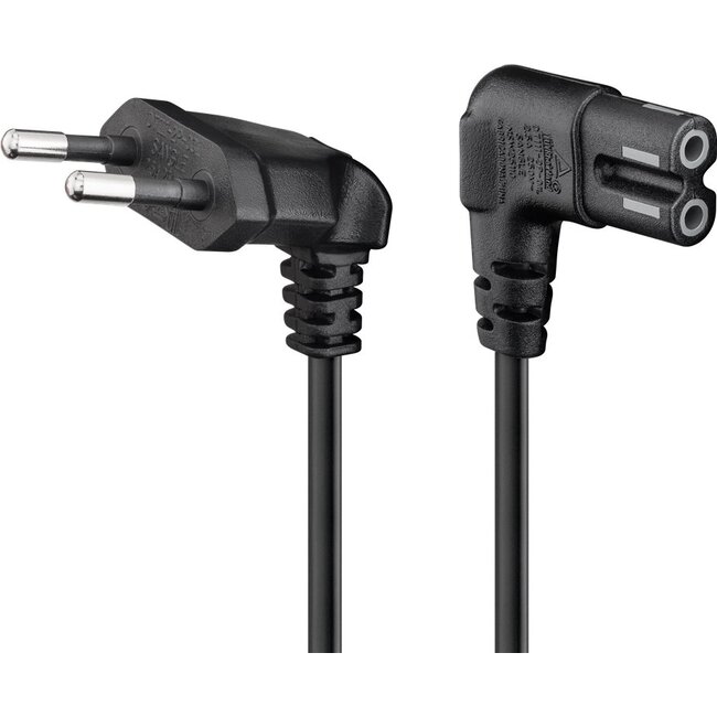 Goobay Connection Cable Euro Plug Angled at Both Ends, 0.75 m, Black