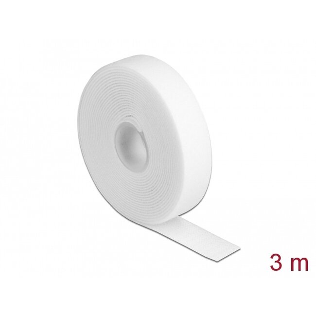 Delock Hook-and-loop tape on roll L 3 m x W 20 mm white