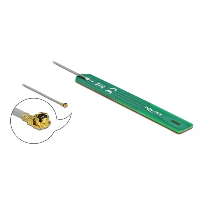Delock LPWAN Antenna 880 - 960 MHz I-PEX Inc., MHF® I plug 2 dBi 1.13 7.5 cm PCB internal self-adhesive