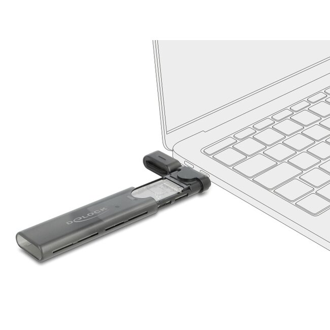 Delock External USB Type-C™ Combo Enclosure for M.2 NVMe PCIe or SATA SSD - tool free