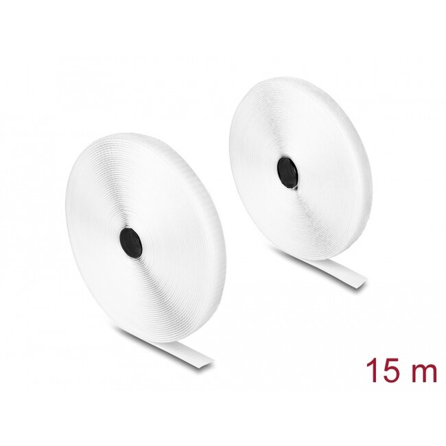 Delock Heavy-duty Hook-and-Loop tape L 15 m x W 20 mm white
