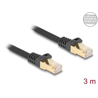 DeLOCK Delock RJ45 Network Cable with braided jacket Cat.6A S/FTP plug to plug 3 m black DeLOCK Delock RJ45 Network Cable with braided jacket Cat.6A S/FTP plug to plug 3 m black