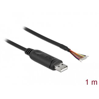 DeLOCK Delock Adapter cable USB 2.0 Type-A to Serial RS-232 with 9 open wires + Shielding 0.5 m