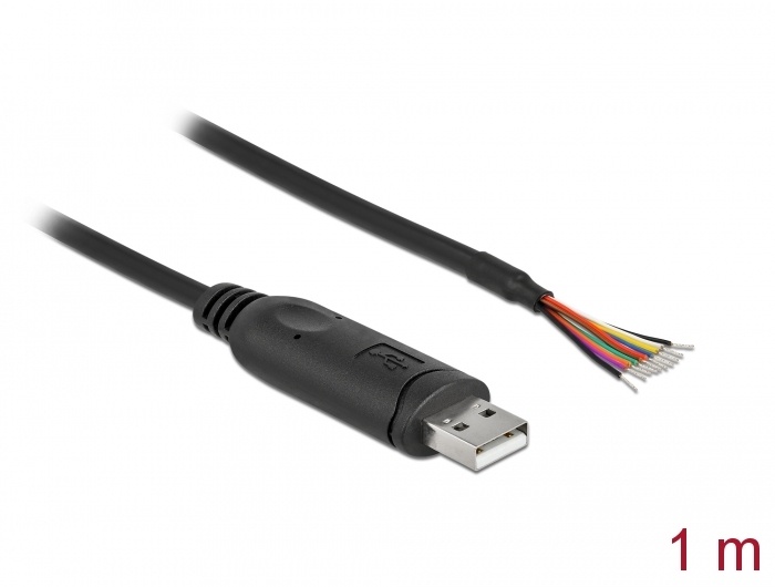 DeLOCK 90524. Kleur van het product: Zwart, Lengte snoer: 1 m, Aansluiting 1: USB A. Aantal per verpakking: 1 stuk(s)