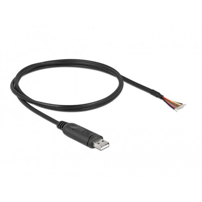 Delock Adapter cable USB 2.0 Type-A to Serial RS-232 with 9 open wires + Shielding 0.5 m