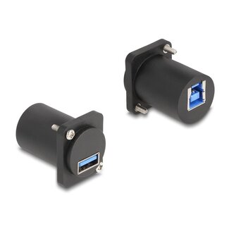 DeLOCK Delock D-Type Module USB 5 Gbps Type-A female to Type-B female with screws black