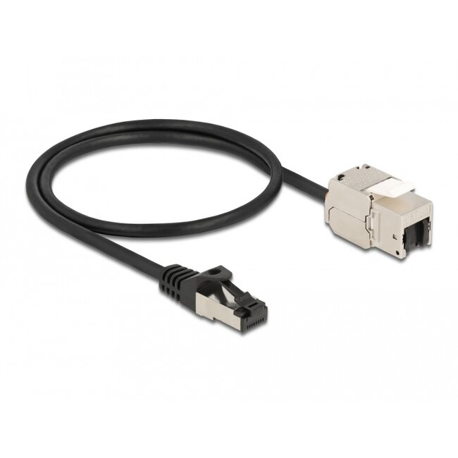 Delock Cable RJ45 plug to Keystone Module RJ45 jack Cat.6A 50 cm black