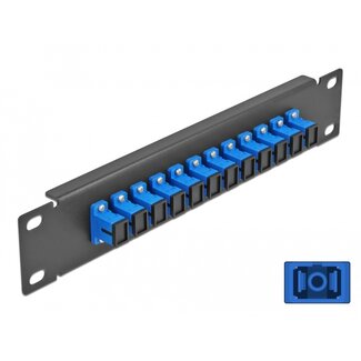DeLOCK Delock 10″ Fiber Optic Patch Panel 12 Port SC Simplex blue 1U black