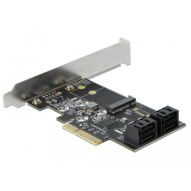 Delock 4 port SATA and 1 slot M.2 Key B PCI Express x4 Card - Low Profile Form Factor