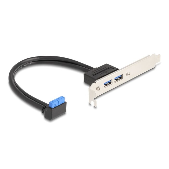 Delock Slot bracket 1 x USB 5 Gbps pin header female 90° angled to 2 x USB 5 Gbps Type-A female 50 cm