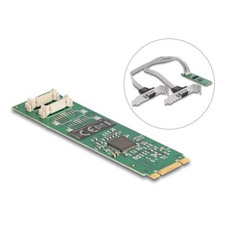 DeLOCK Delock M.2 Card to 2 x Serial RS-232 DB9 with Standard and Low Profile slot brackets