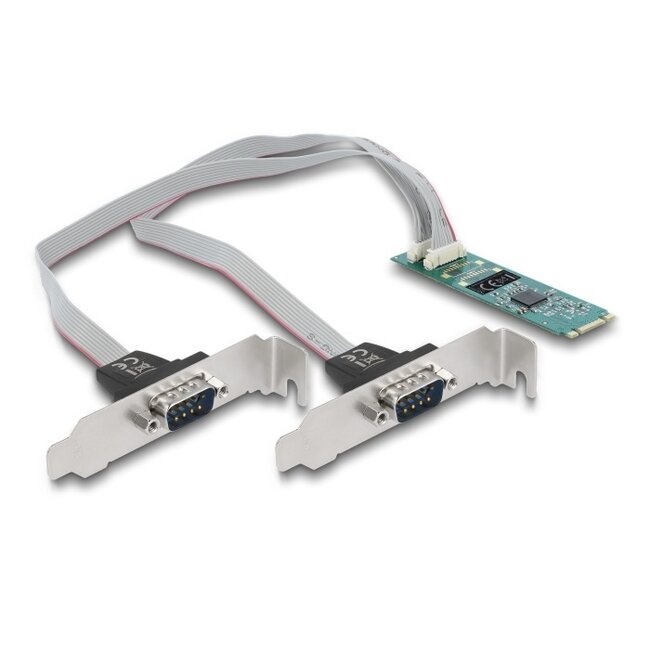 Delock M.2 Card to 2 x Serial RS-232 DB9 with Standard and Low Profile slot brackets
