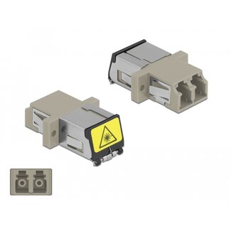 DeLOCK Delock Optical Fiber Coupler with laser protection flip LC Duplex female to LC Duplex female Multi-mode beige