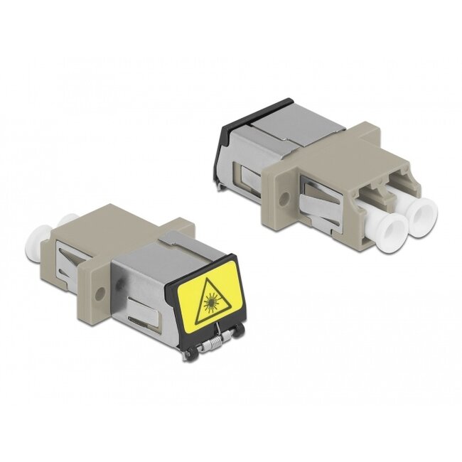 Delock Optical Fiber Coupler with laser protection flip LC Duplex female to LC Duplex female Multi-mode beige